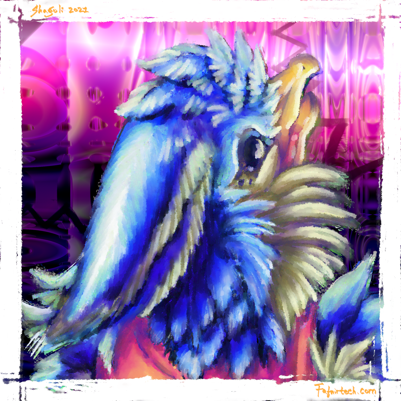 Nallin, an anthropomorphic bluejay, made for Art Fight 2021.