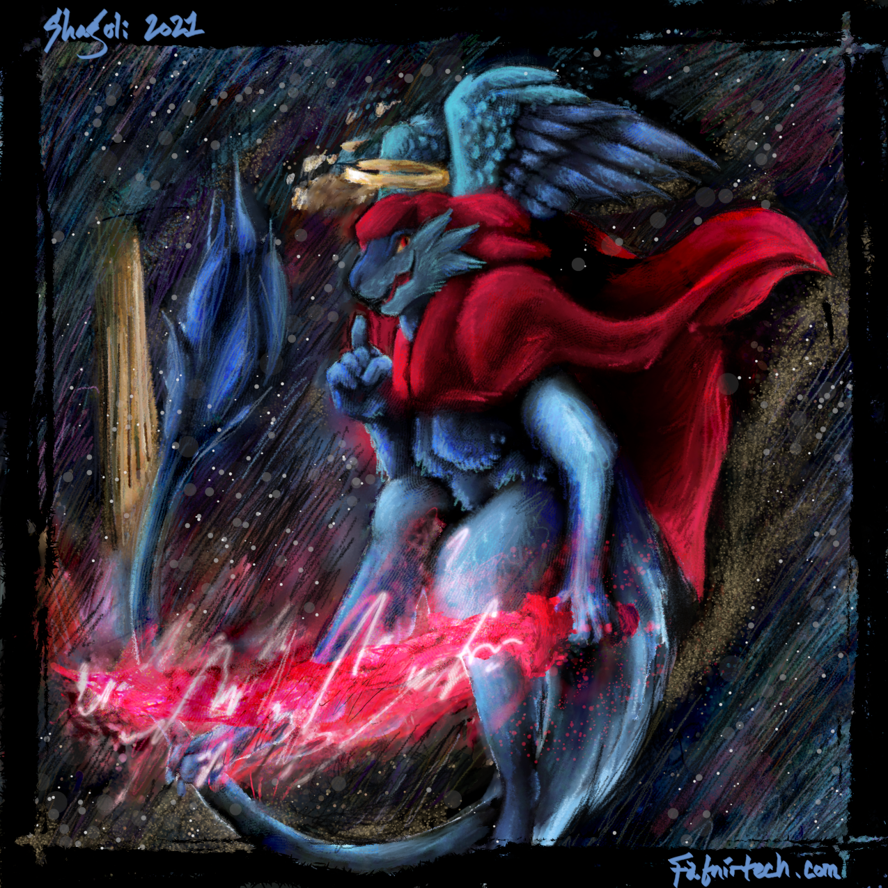 Palpatine, a hooded, leporid demon, made for Art Fight 2021.